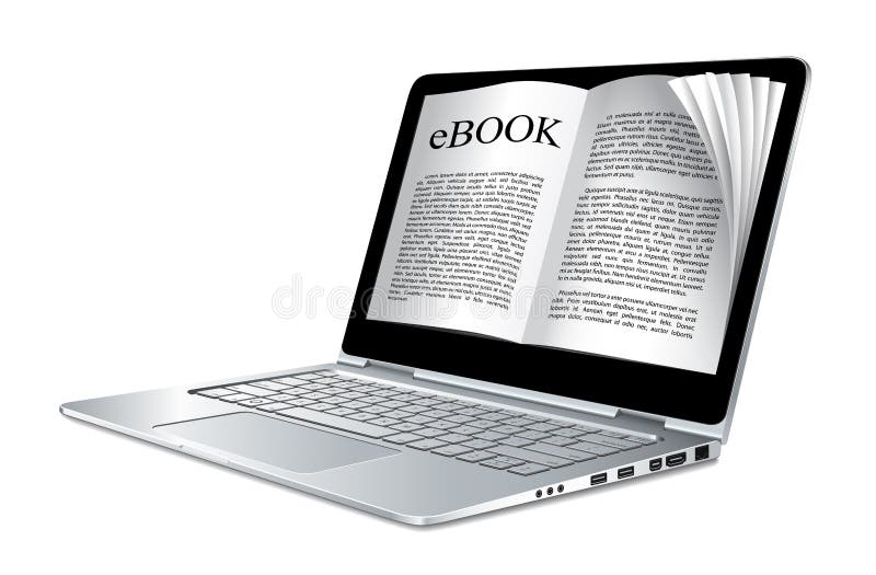 Ebook - laptop as electronic book vector illustration Ebook - laptop as electronic book vector illustration