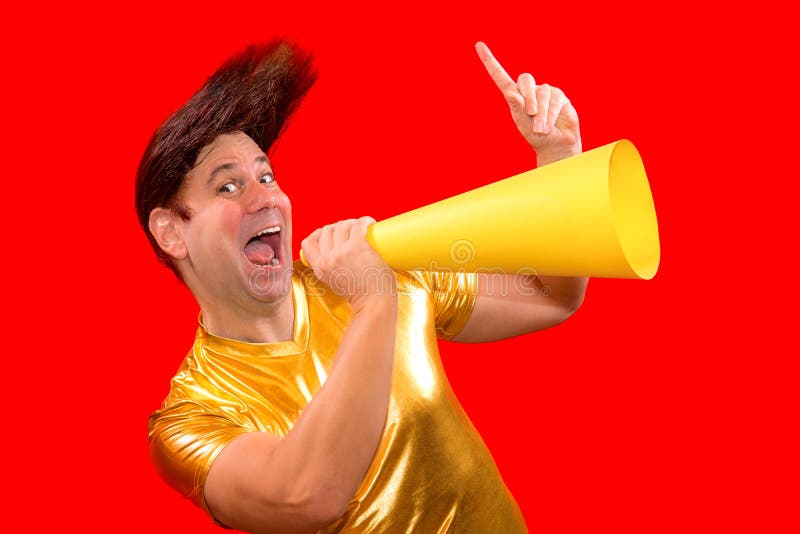 An eccentric man with a megaphone royalty free stock photos An eccentric man with a megaphone royalty free stock photos
