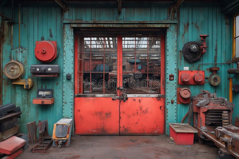 Echipamente feroviare istorice prezentate într-un cadru industrial royalty free stock photography
