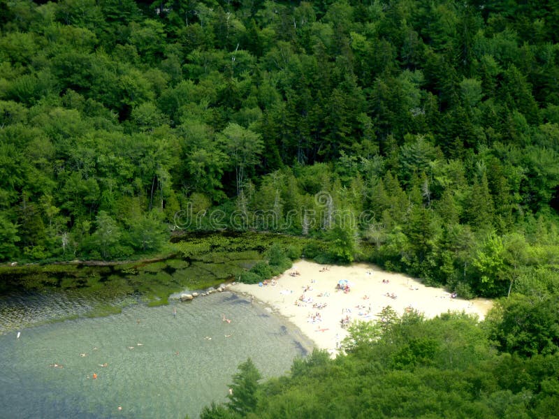 View of Echo Lake Beach in Acadia National Park Maine. View of Echo Lake Beach in Acadia National Park Maine