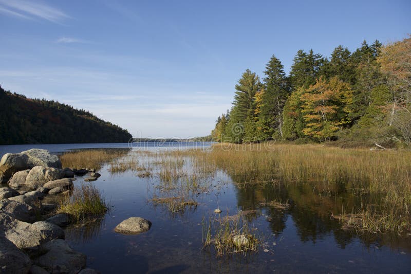 Echo Lake Beach, Maine, U.S.a. Immagine Stock Immagine di parco