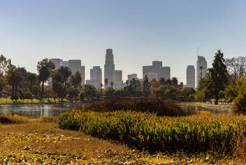 Echo Park and Downtown Los Angeles Editorial Stock Image Image of