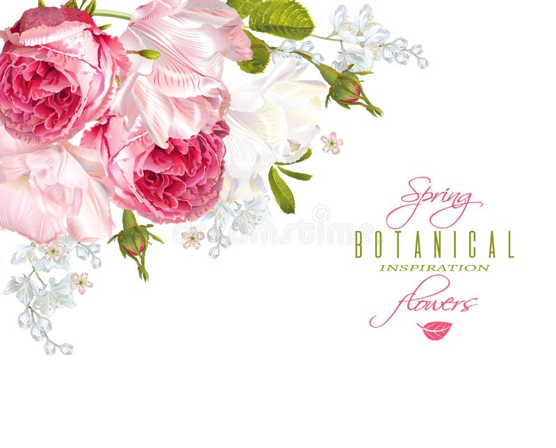 Eckfahne der romantischen Blumen stock abbildung Eckfahne der romantischen Blumen stock abbildung