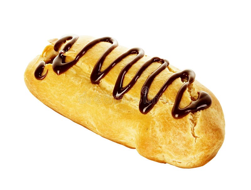 Eclair de chocolate isolado em um branco fotografia de stock Eclair de chocolate isolado em um branco fotografia de stock