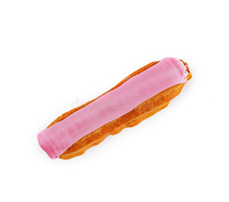Eclair de color rosa sobre blanco aislado fotos de archivo libres de regalías