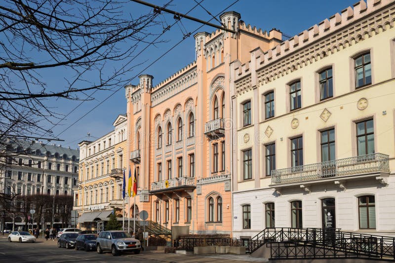 Eclectic Historic Building with Neo-Gothic Elements in Riga Latvia