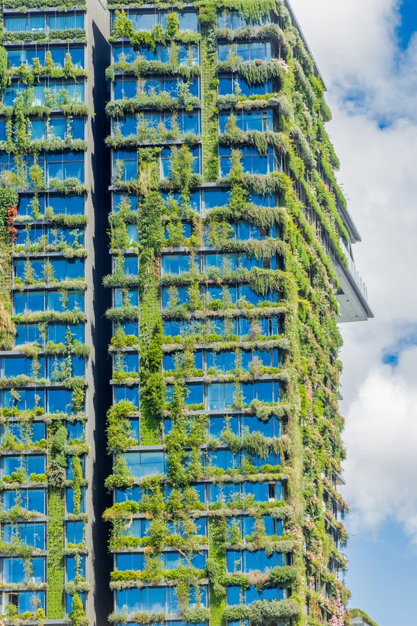 Green skyscraper with hydroponic plants on the facade, Sydney, Australia.