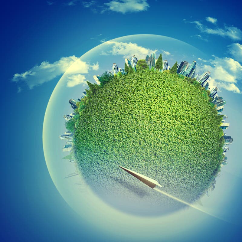 Eco backgrounds with Earth globe and flying jet