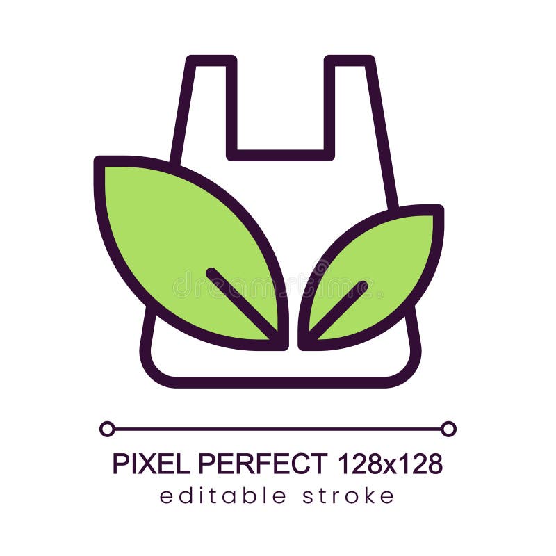 Eco bag pixel perfect RGB color icon royalty free illustration