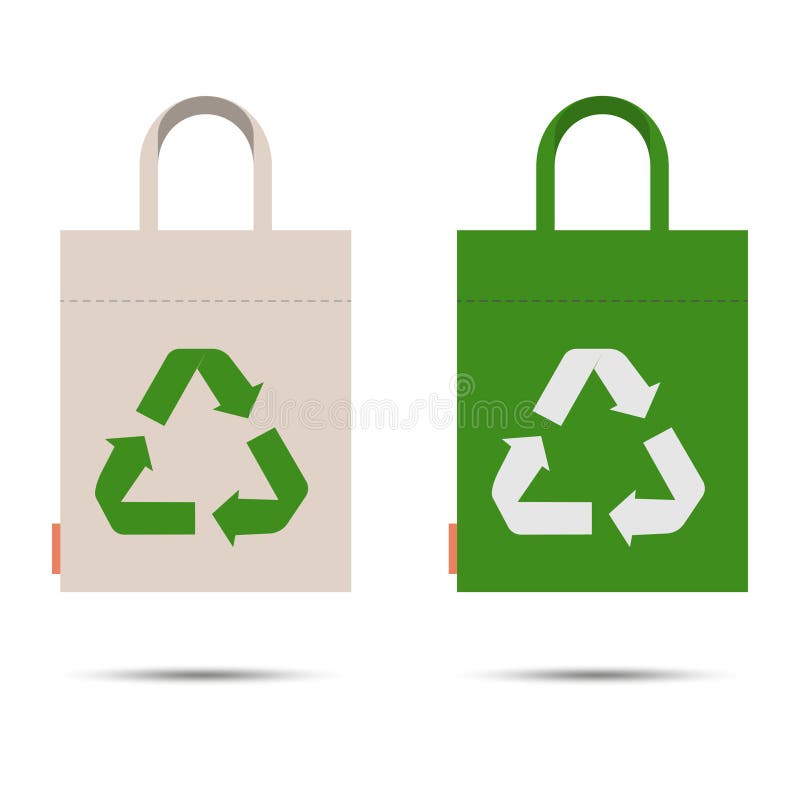 Eco Bag with Recycling Symbol. Isolated on White Background. Caring for ...