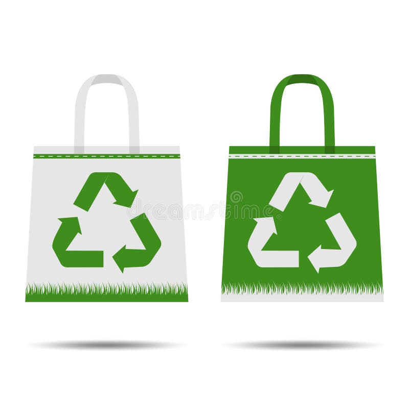 Eco Bag with Recycling Symbol. Isolated on White Background. Caring for ...