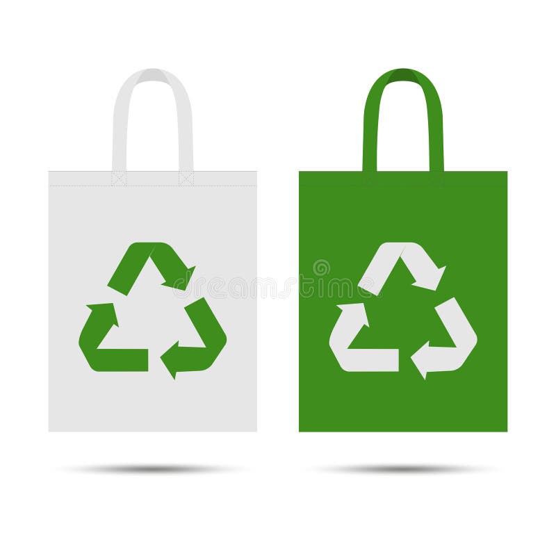 Eco Bag with Recycling Symbol. Isolated on White Background. Caring for ...