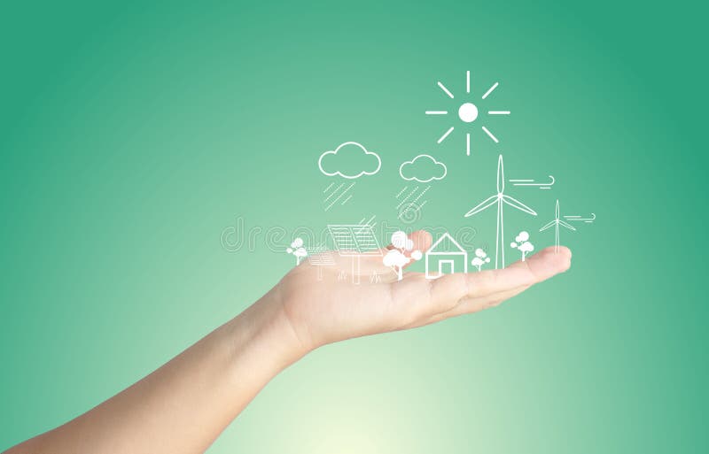 Eco-energie in mijn hand, icoon-concept