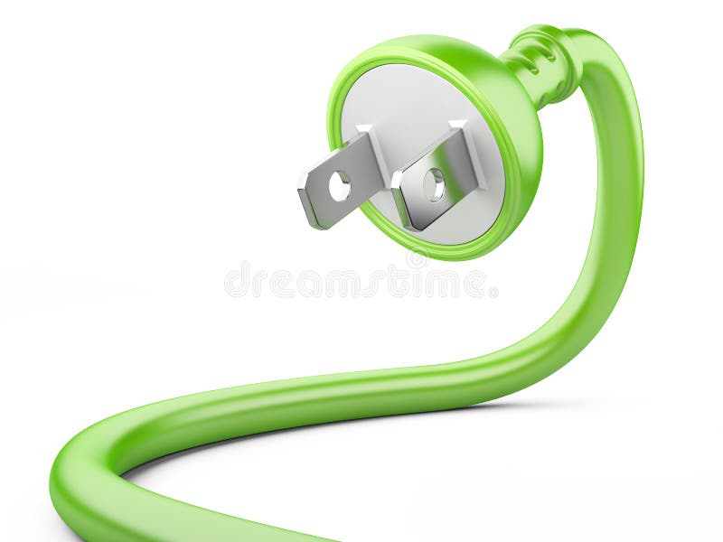 Eco energy concept. electric plug on a white background