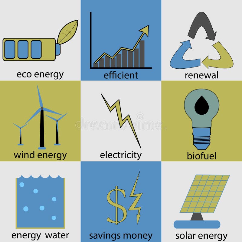 Eco energy icon set royalty free illustration Eco energy icon set royalty free illustration