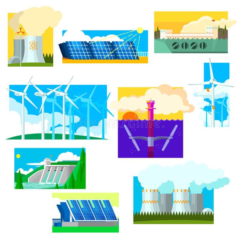 Eco Energy Symbols Set. Vector Illustration vector illustration