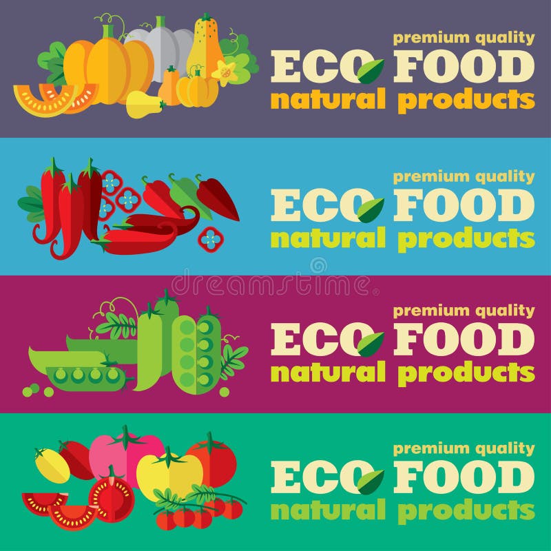 Eco food banners set (+EPS 10)