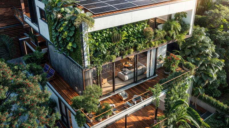 Illustration of Eco-Friendly Penthouse Apartments In Nature Reserve