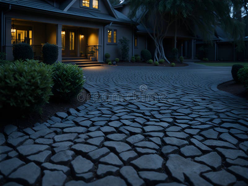 Eco-friendly driveway or walkway made of permeable materials that allow water to drain through. vector illustration.