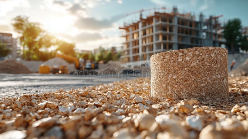 Eco-friendly insulation made from sustainable materials at a construction site in natural light promoting green building royalty free stock image