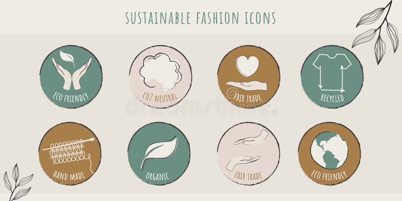 Eco Friendly Manufacturing Fashion Logo Icons Badges For Natural And Quality Recycling