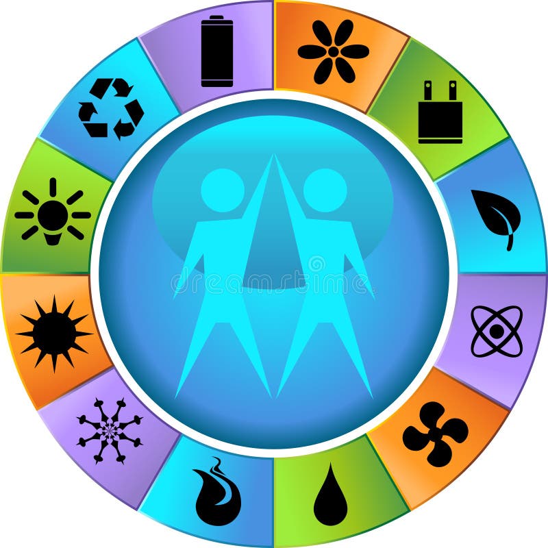 Eco friendly round icons - wheel royalty free illustration Eco friendly round icons - wheel royalty free illustration