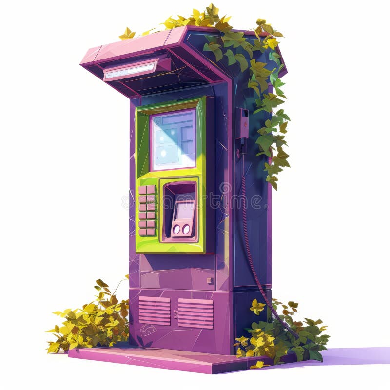 Eco-friendly Solar Powered Emergency Phone Station in a Green Environment Generative AI vector illustration