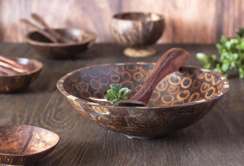 Eco Friendly Tableware from Natural Materials Wooden Bowls, Spoons