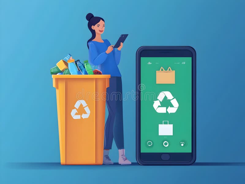 Eco Friendly Waste Reduction App Helping Users Minimize Household Waste royalty free illustration