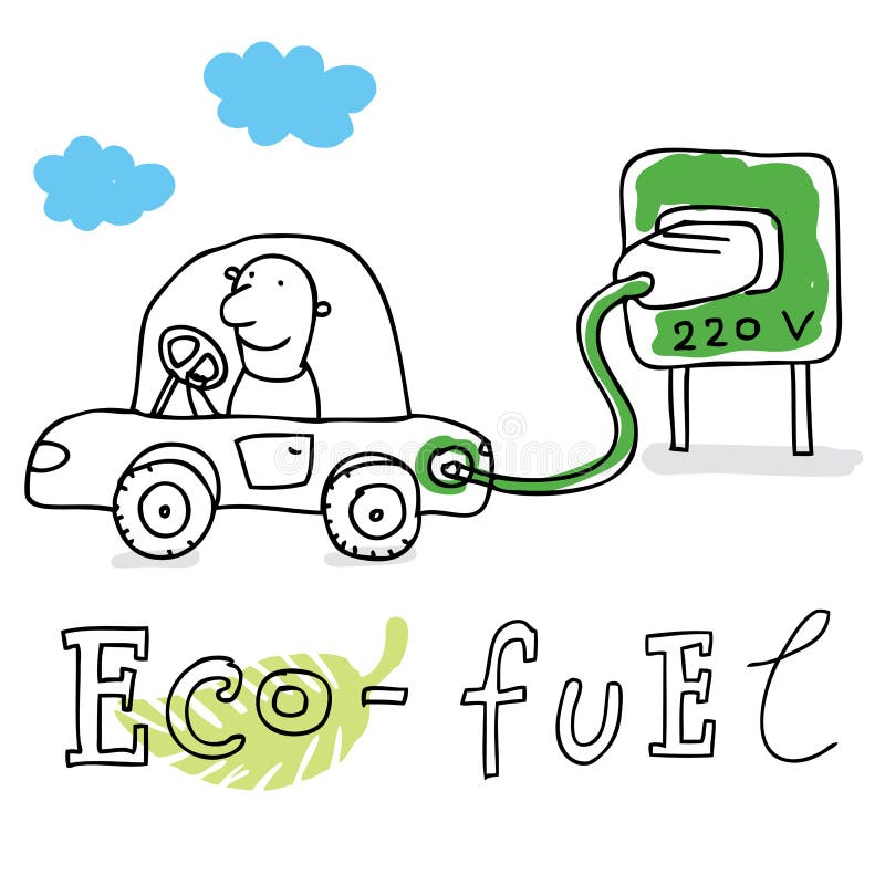 Eco fuel, drawing stock illustration. Illustration of ideas - 23059970