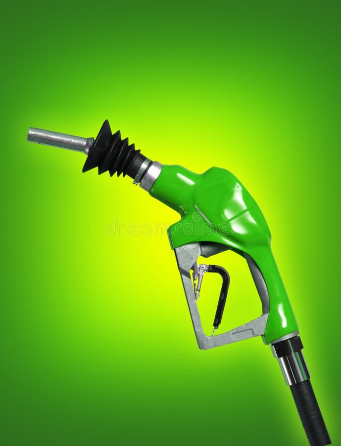 Real Green Gas Nozzle over lime background. Real Green Gas Nozzle over lime background