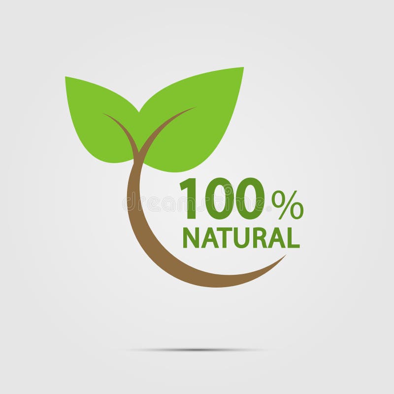 Eco green energy concept,100 percent natural label. Vector illustration.