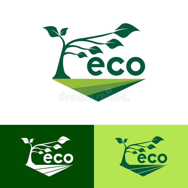 Eco gräsplan Logo Design Template - vektor royaltyfri illustrationer Eco gräsplan Logo Design Template - vektor royaltyfri illustrationer