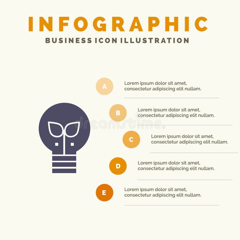 Eco idé, lampa, för symbolsInfographics 5 för ljus fast bakgrund för presentation moment royaltyfri illustrationer Eco idé, lampa, för symbolsInfographics 5 för ljus fast bakgrund för presentation moment royaltyfri illustrationer