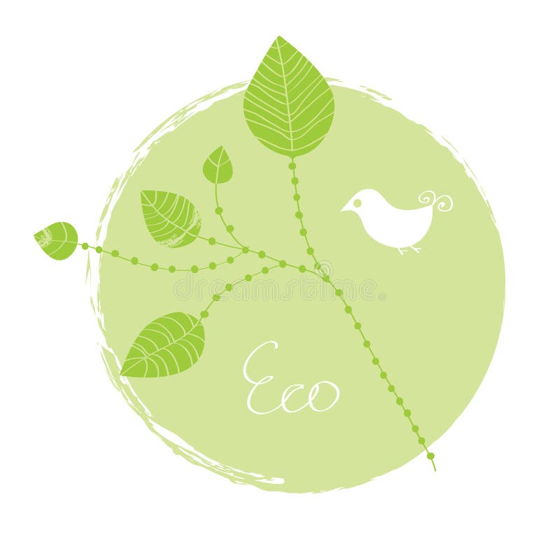 Eco label with leaves stock illustration