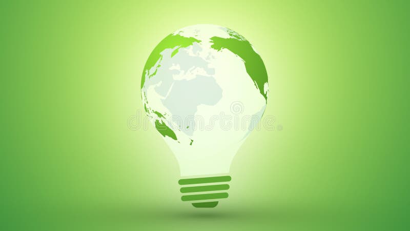 Eco light bulb with world saving concept motion background loop vector illustration