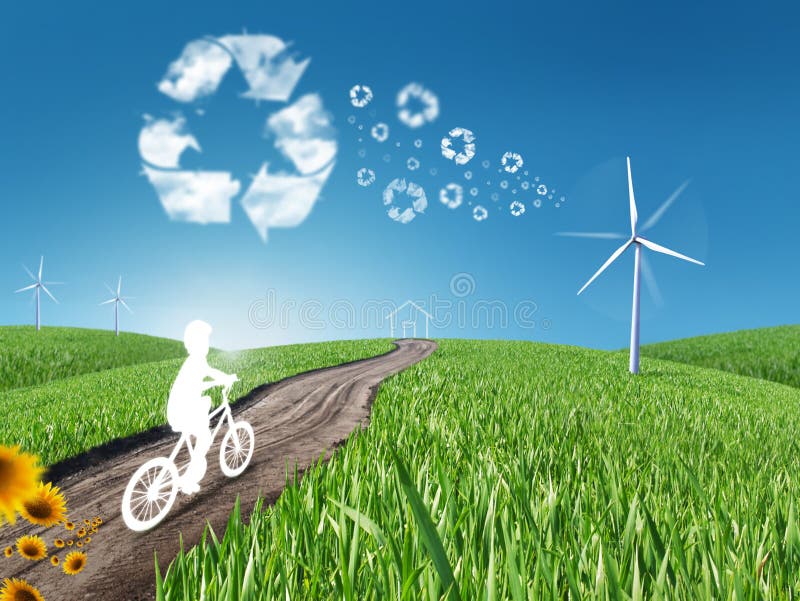 Download Eco living stock illustration. Illustration of wind, blue - 18675349