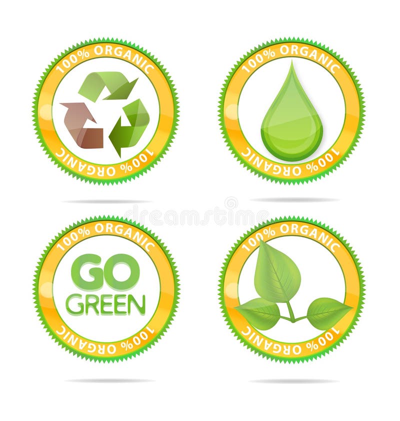 Eco and nature circle emblems set