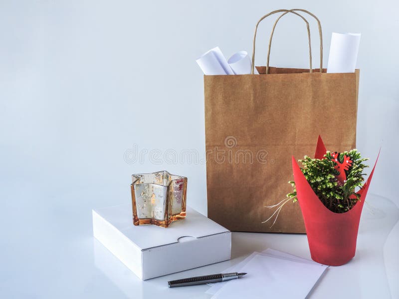 Download Festive Christmas Bag, Empty Blank Of Paper For Text Stock ...