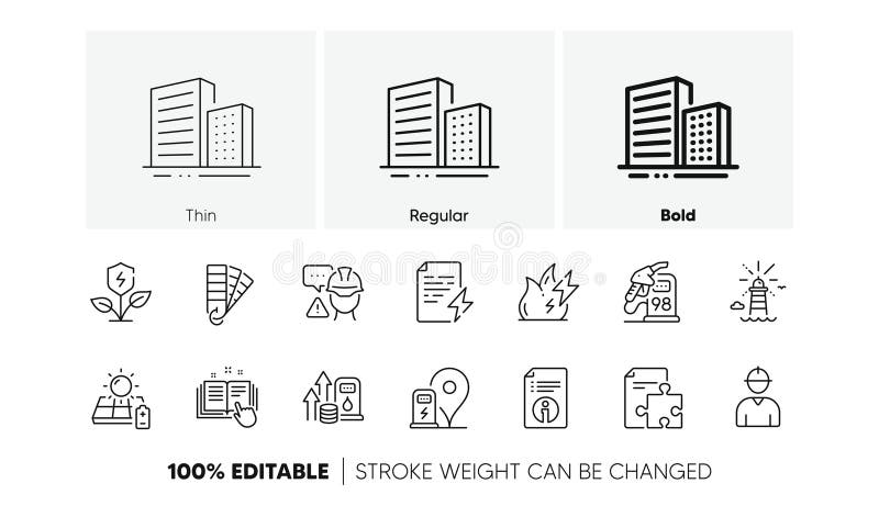 Eco power, Solar panel and Engineer line icons. For web app, printing. Line icons. Vector stock illustration