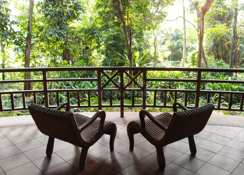 Eco tourism, resort patio with natural jungle view