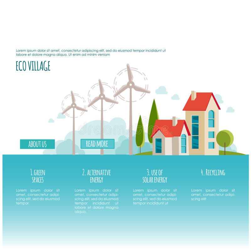 Eco urban landscape. Alternative energy. Wind power. Web page concept