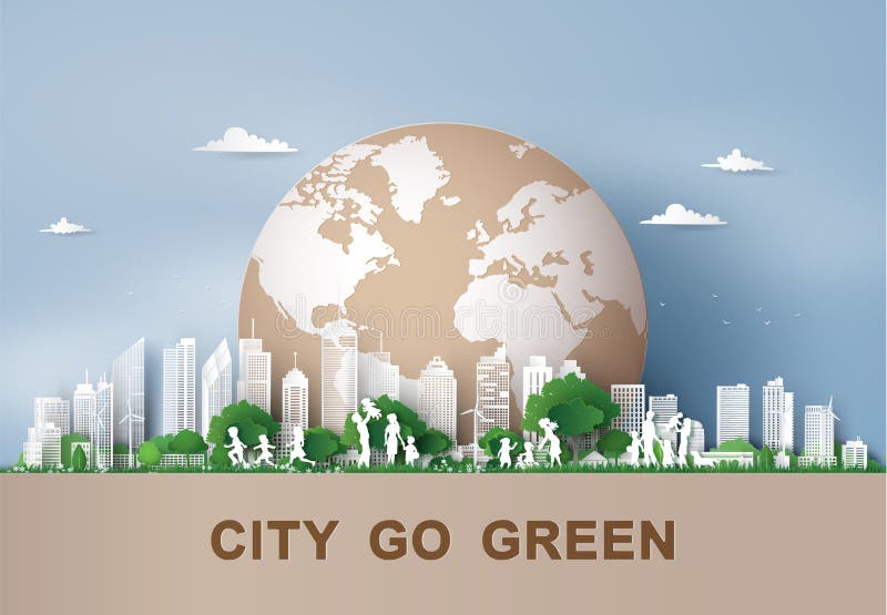 Eco φιλικό, εκτός από την ημέρα περιβάλλοντος γης και κόσμων ελεύθερη απεικόνιση δικαιώματος