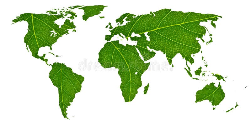 Eco światowa mapa robić zieleni liście, pojęcie ekologia