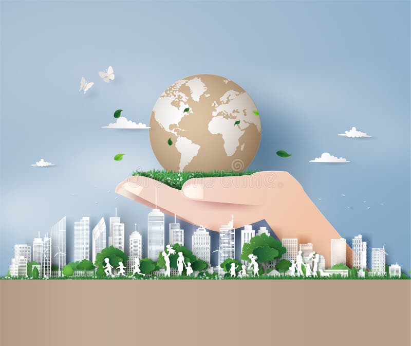 Eco φιλικό, εκτός από την ημέρα περιβάλλοντος γης και κόσμων διανυσματική απεικόνιση
