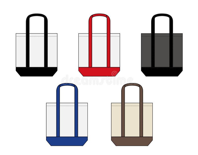 Ecobag, shopping bag, tote bag 2 tone colors template illustration set stock illustration