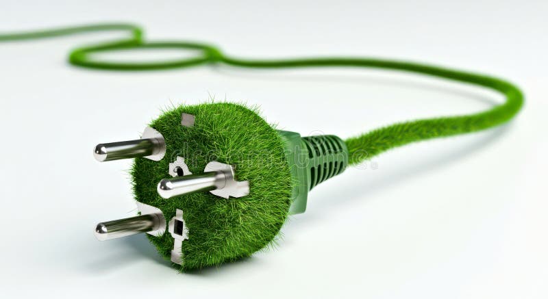 EcoFriendly Green Plug Symbolizujący Zrównoważoną Technologię Energetyczną royalty ilustracja