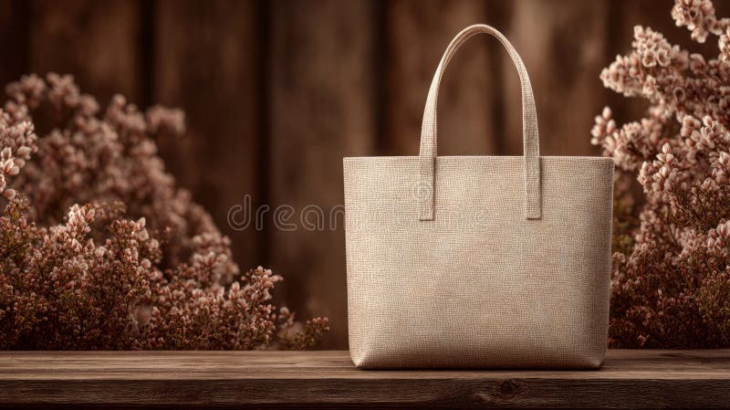 EcoFriendly Tote Bags na płycie kwiatowej fotografia royalty free
