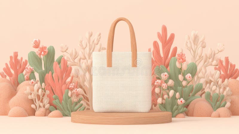 EcoFriendly Tote Bags na płycie kwiatowej fotografia stock