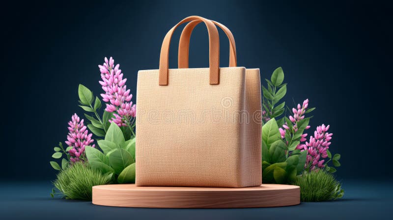 EcoFriendly Tote Bags na płycie kwiatowej obrazy stock